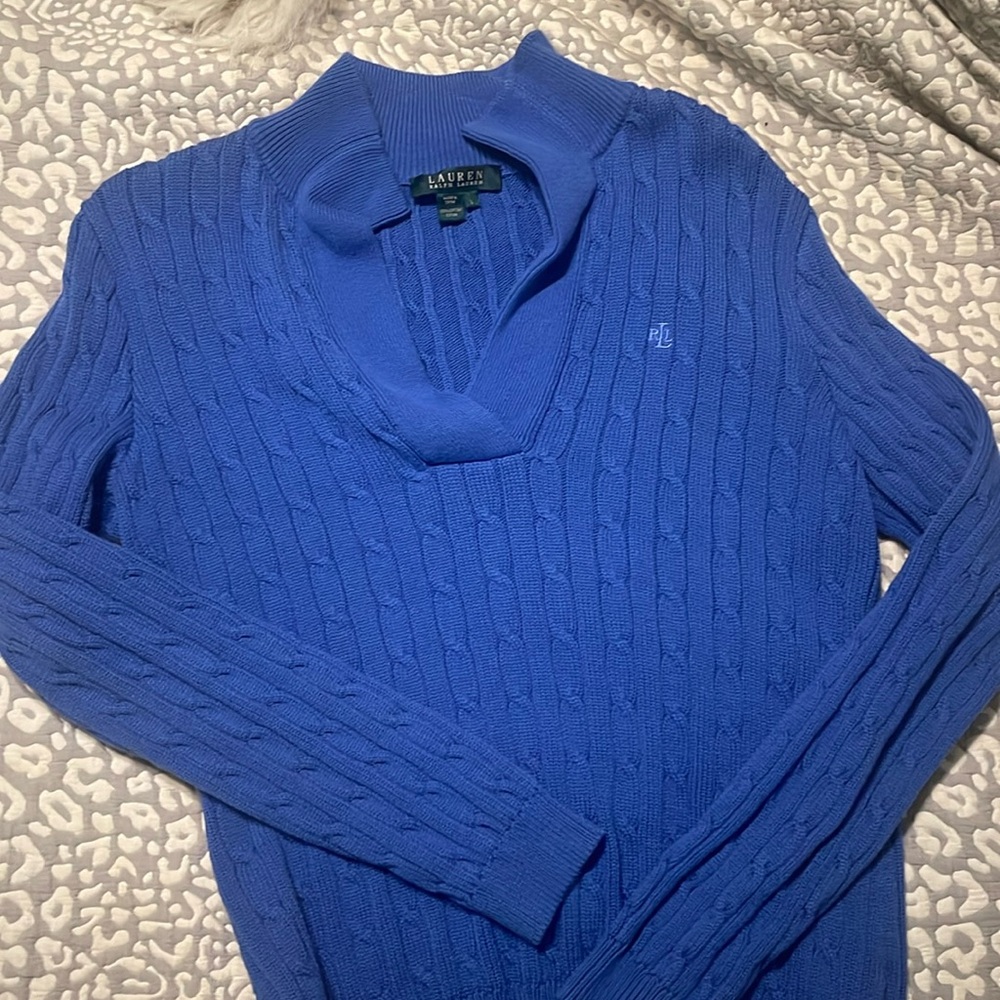 Vintage Ralph Lauren Cerulean cable knit sweater L